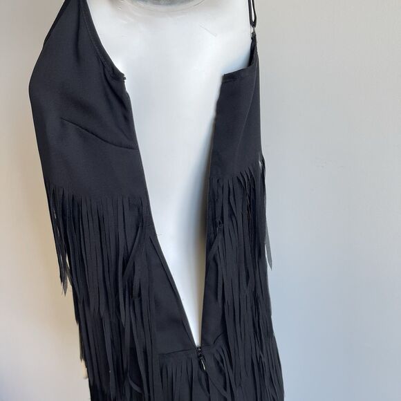 W by Worth Gatsby Fringe Mini Dress Sleeveless Black Size 2 Cocktail Party - Picture 10 of 15